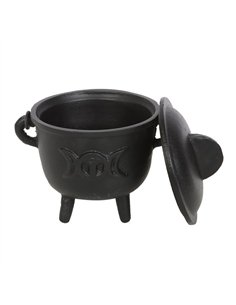 11cm Cast Iron Cauldron with Triple Moon CO_99123 2