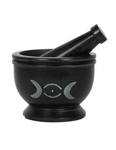 Soap Stone Triple Moon Pestle and Mortar GW_72338