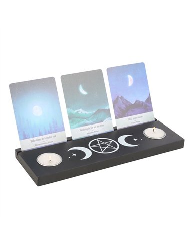 Black Triple Moon Tarot Card Stand Tealight Holder TC_86124