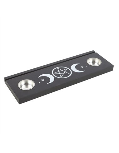 Black Triple Moon Tarot Card Stand Tealight Holder TC_86124