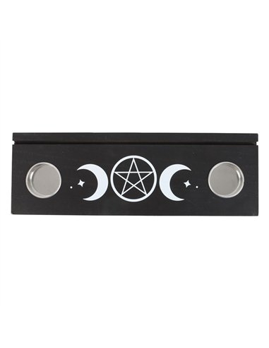 Black Triple Moon Tarot Card Stand Tealight Holder TC_86124