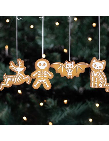 Set of 4 Creepy Skeleton Cookie Ornaments  CY_53823