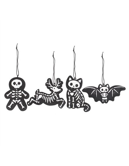 Set of 4 Black Creepy Skeleton Cookie Ornaments  CY_53923 - pic 136836 | FastDaddyshop