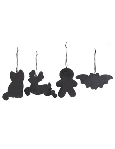 Set of 4 Black Creepy Skeleton Cookie Ornaments  CY_53923