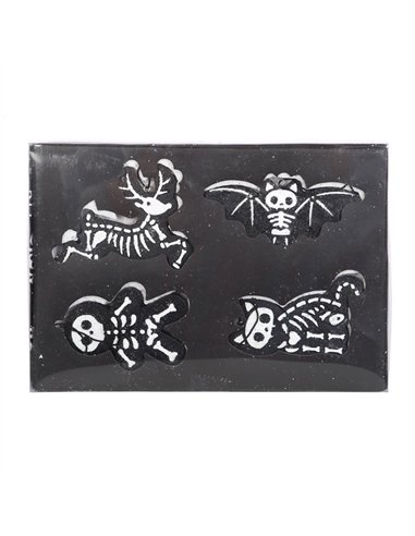 Set of 4 Black Creepy Skeleton Cookie Ornaments  CY_53923