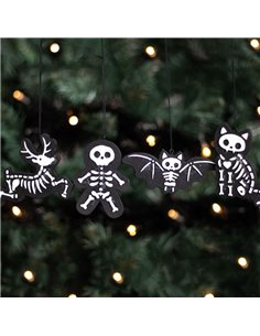 Set of 4 Black Creepy Skeleton Cookie Ornaments  CY_53923 2