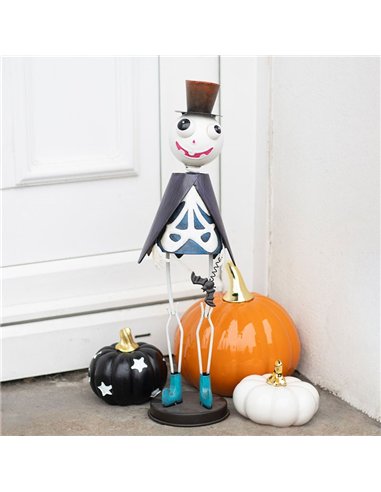 Metal Skeleton Ornament with Top Hat HA_45826