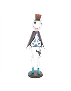 Metal Skeleton Ornament with Top Hat HA_45826