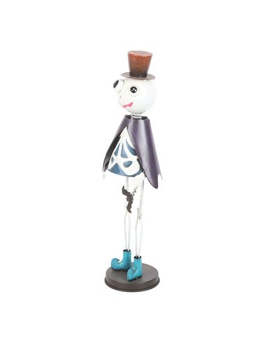 Metal Skeleton Ornament with Top Hat HA_45826