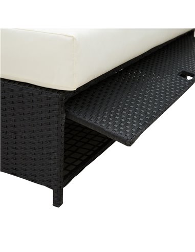 Outsunny 2 Seater Assembled Garden Patio Outdoor Rattan Furniture Sofa Sun Lounger Daybed with Fire Retardant Sponge - Black