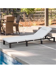 Outsunny PE Rattan 5-level Reclining Sun Lounger with Soft Padded Cushion, Mixed Brown 2