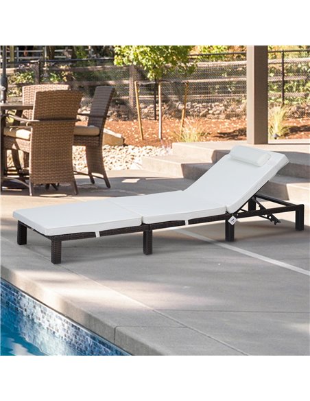 Outsunny PE Rattan 5-level Reclining Sun Lounger with Soft Padded Cushion, Mixed Brown - pic 13688 | FastDaddyshop