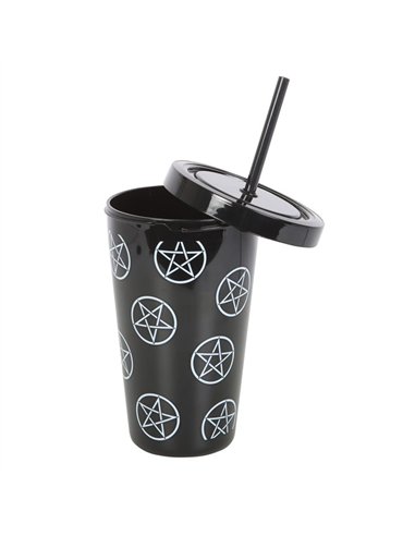 Pentagram Plastic Tumbler with Straw FI_40724