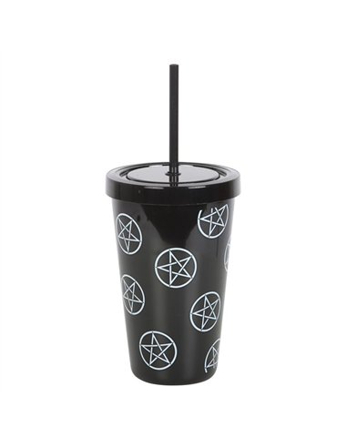 Pentagram Plastic Tumbler with Straw FI_40724