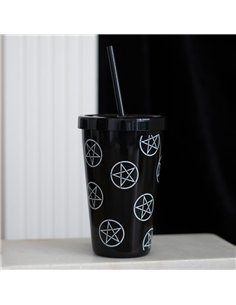 Pentagram Plastic Tumbler with Straw FI_40724 2