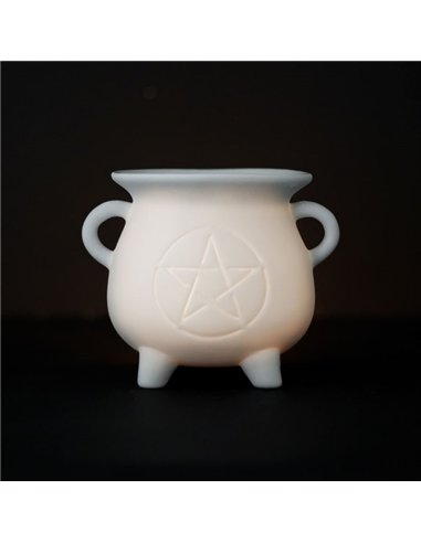 White Pentagram Cauldron Oil Burner and Wax Warmer FI_48031