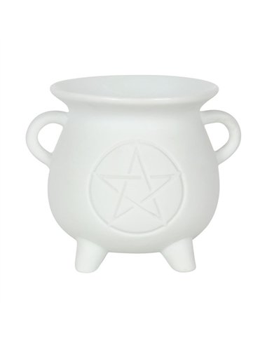 White Pentagram Cauldron Oil Burner and Wax Warmer FI_48031