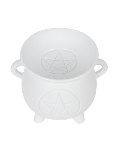 White Pentagram Cauldron Oil Burner and Wax Warmer FI_48031