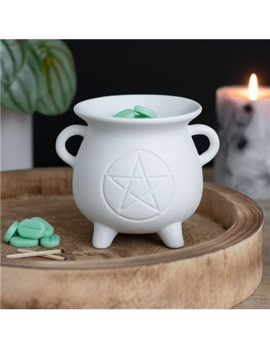 White Pentagram Cauldron Oil Burner and Wax Warmer FI_48031