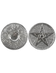 10cm Silver Pentagram Incense Holder GW_47630