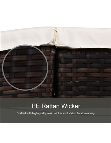 Outsunny Garden Patio Rattan Wicker Folding Sun Lounger Recliner Bed Chair with Cushion for Outdoor, Mixed Brown