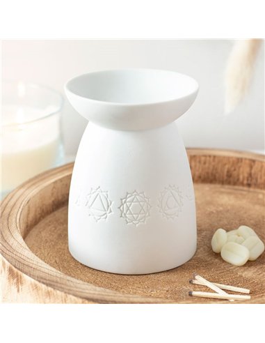 White Ceramic Seven Chakra Oil Burner and Wax Warmer OB_47531