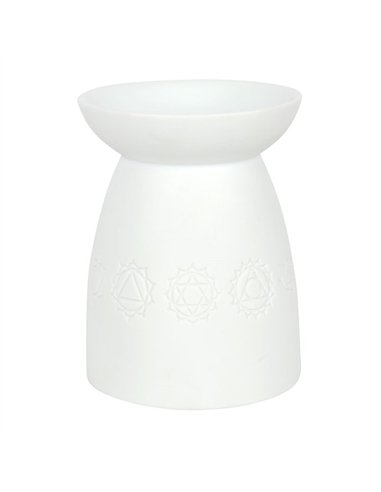 White Ceramic Seven Chakra Oil Burner and Wax Warmer OB_47531