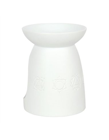 White Ceramic Seven Chakra Oil Burner and Wax Warmer OB_47531