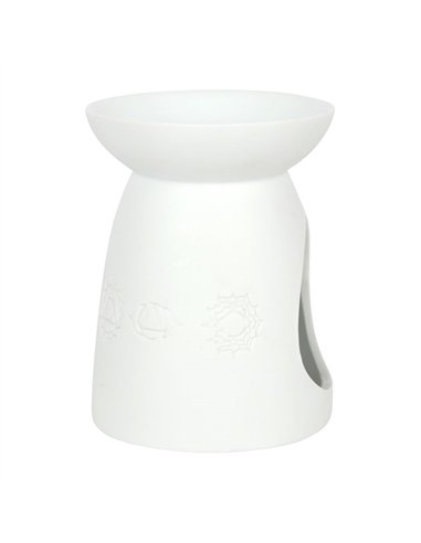 White Ceramic Seven Chakra Oil Burner and Wax Warmer OB_47531