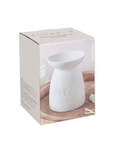 White Ceramic Seven Chakra Oil Burner and Wax Warmer OB_47531