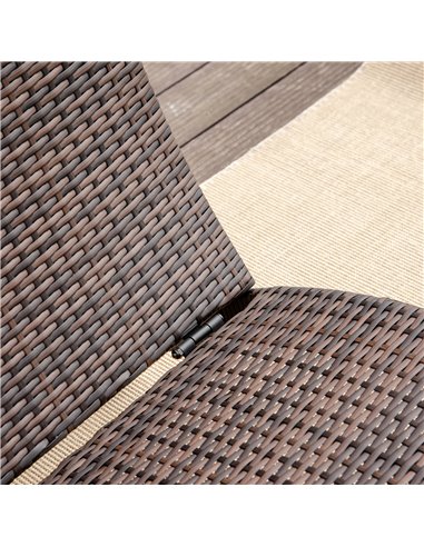 Outsunny Garden Patio Rattan Wicker Folding Sun Lounger Recliner Bed Chair with Cushion for Outdoor, Mixed Brown