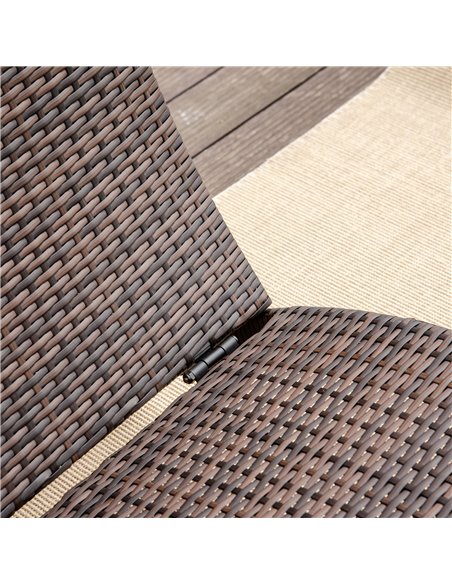 Outsunny Garden Patio Rattan Wicker Folding Sun Lounger Recliner Bed Chair with Cushion for Outdoor, Mixed Brown - pic 13710 | FastDaddyshop