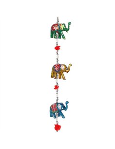 Wooden Hanging Elephant Decoration with Bell IN_24528