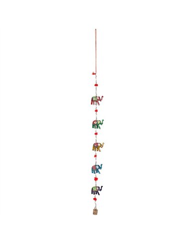 Wooden Hanging Elephant Decoration with Bell IN_24528