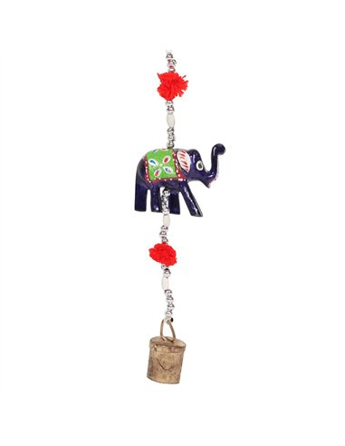 Wooden Hanging Elephant Decoration with Bell IN_24528