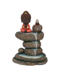 Red Buddha and Rock Pond Backflow Incense Burner BF_14331