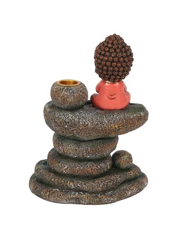Red Buddha and Rock Pond Backflow Incense Burner BF_14331