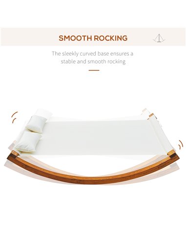 Outsunny Rocking Double Sun Lounger W/ Wooden Frame-White