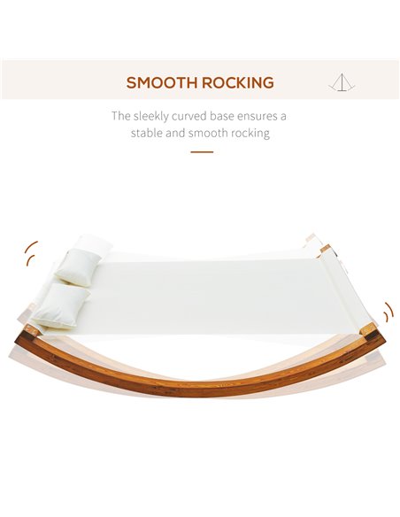 Outsunny Rocking Double Sun Lounger W/ Wooden Frame-White - pic 13714 | FastDaddyshop