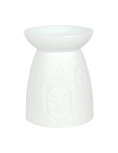 White Ceramic Buddha Face Oil Burner and Wax Warmer OB_47631