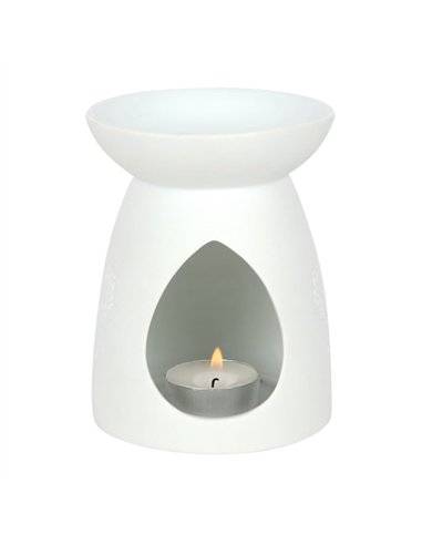 White Ceramic Buddha Face Oil Burner and Wax Warmer OB_47631