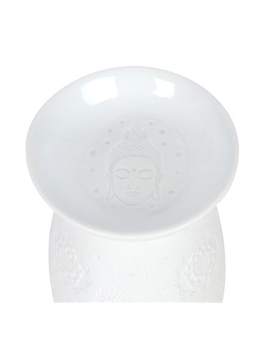 White Ceramic Buddha Face Oil Burner and Wax Warmer OB_47631