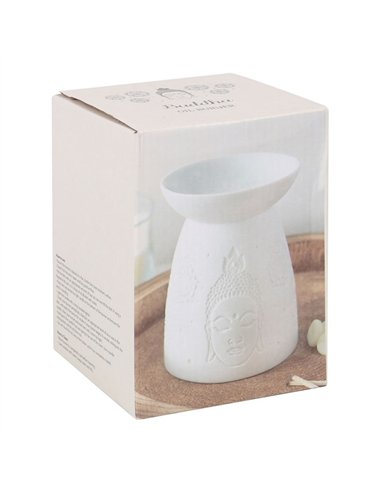 White Ceramic Buddha Face Oil Burner and Wax Warmer OB_47631