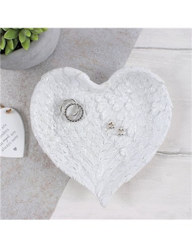 Glitter Heart Shaped Angel Wing Trinket Dish AO_30727