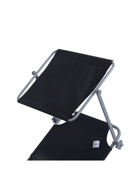 Outsunny Reclining Chair Sun Lounger with Sun Shade Awning, Black - pic 13726 | FastDaddyshop