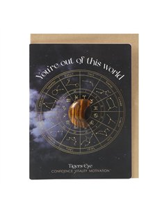 Out Of This World Tiger's Eye Crystal Moon Greeting Card AW_81624