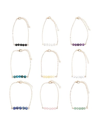 Set of 9 Crystal Beaded Chain Bracelets CE_23025