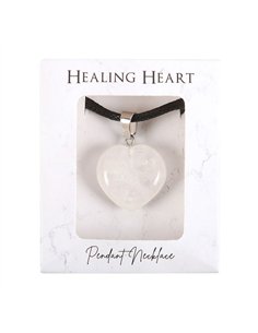 Clear Quartz Healing Crystal Heart Necklace CE_33224