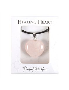 Rose Quartz Healing Crystal Heart Necklace CE_33424