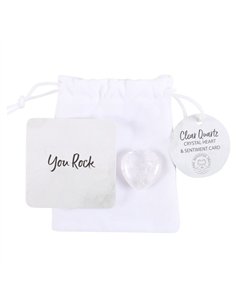 You Rock Clear Quartz Crystal Heart in a Bag CE_34124